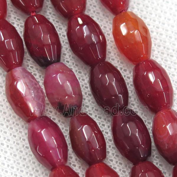 red Agate beads, faceted barrel