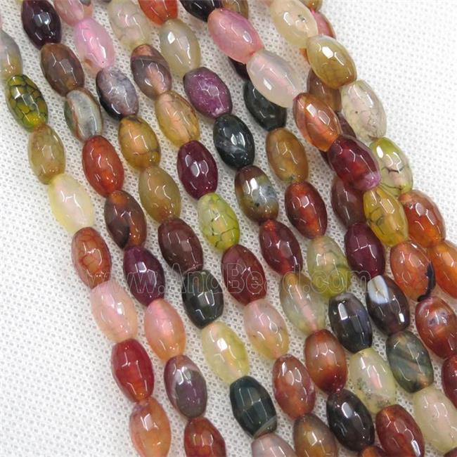 Agate beads, faceted rice, mixed color