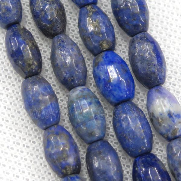 faceted blue Lapis Lazuli barrel beads