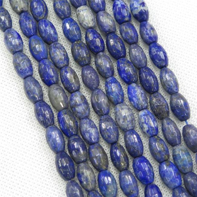 faceted blue Lapis Lazuli barrel beads