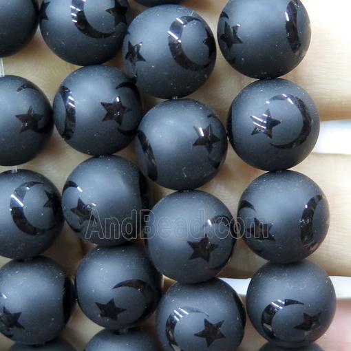 round black Onyx Agate Beads, matte