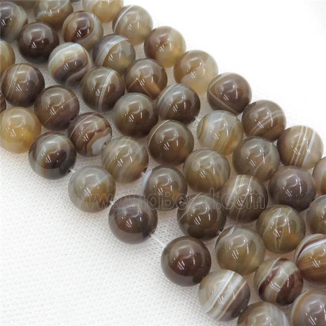 coffee stripe Agate beads, round