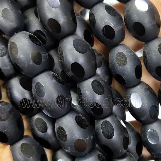 black onyx Agate beads, faceted barrel