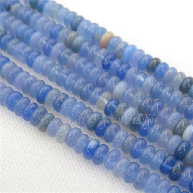 natural Agate rondelle beads, blue treated