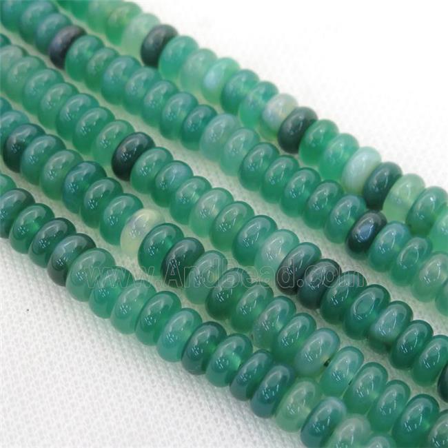 natural Agate rondelle beads, green treated