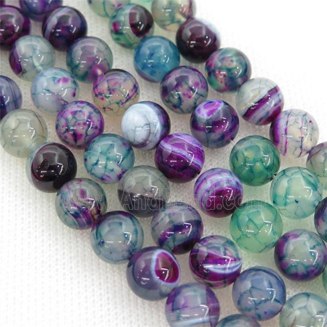 Stripe Agate Beads Multicolor Dye Smooth Round