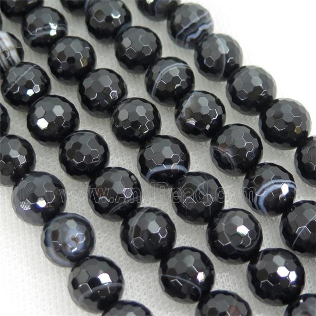 black striped Agate beads, faceted round