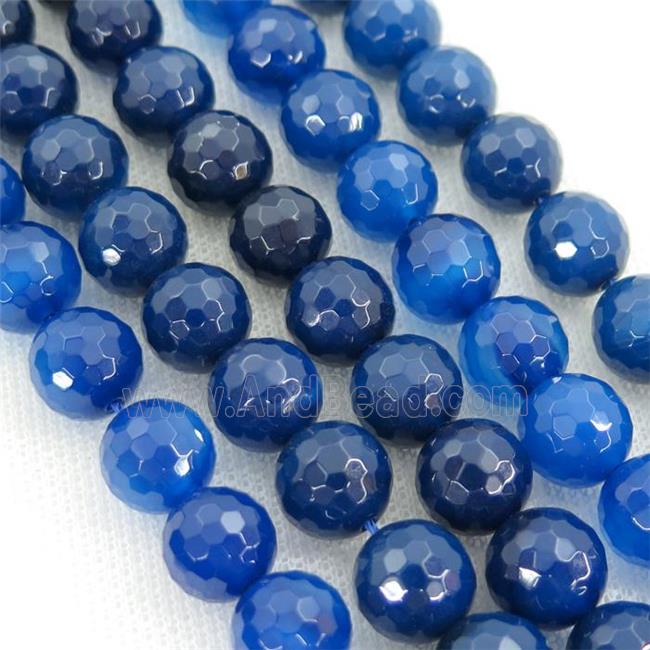 natural Agate Beads, blue treated, faceted round
