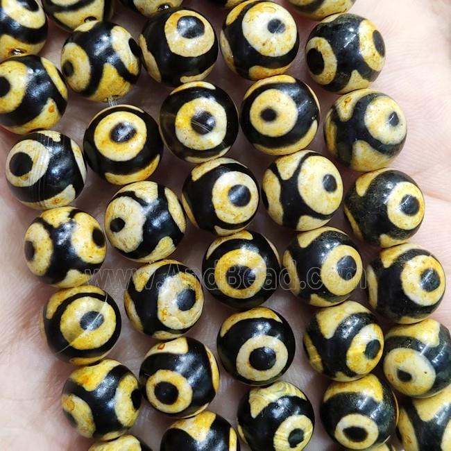 round Tibetan Agate Beads, yellow eye