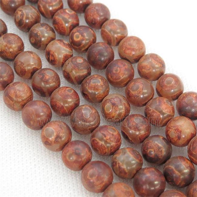 round Tibetan Agate Beads, red eye
