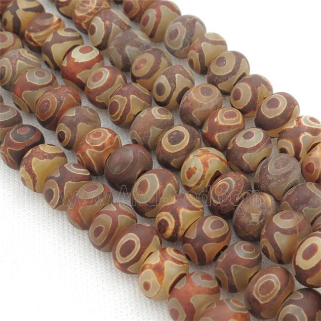 matte Tibetan Agate Beads, rondelle, eye