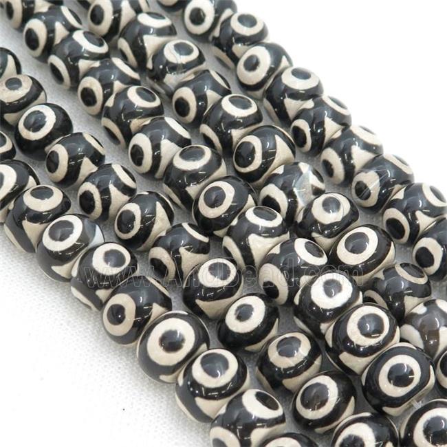 black white Tibetan Agate Beads, rondelle, eye