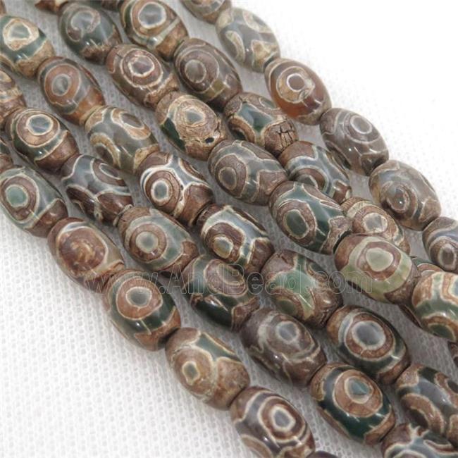 green Tibetan Agate rice beads, eye
