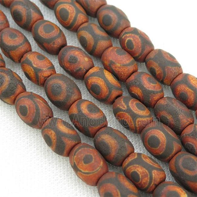 red rough Tibetan Agate barrel beads, eye