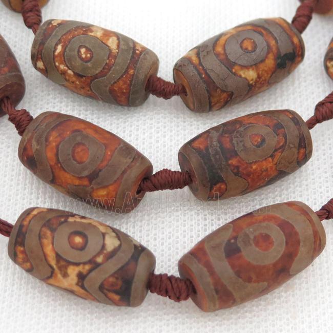 matte Tibetan Agate barrel beads, eye