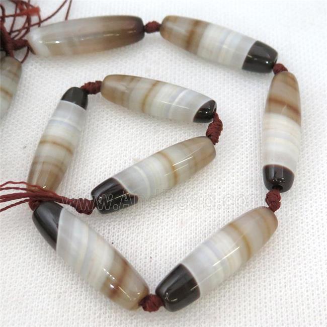 white Striped Agate rice beads