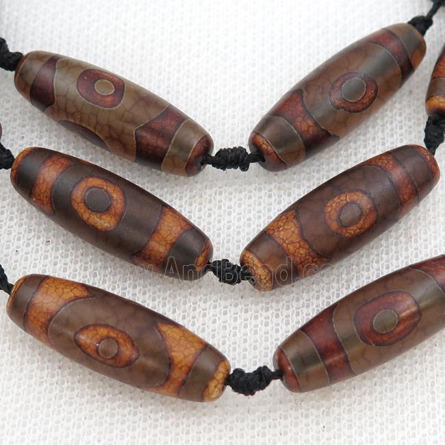 brown Tibetan Agate rice beads, eye
