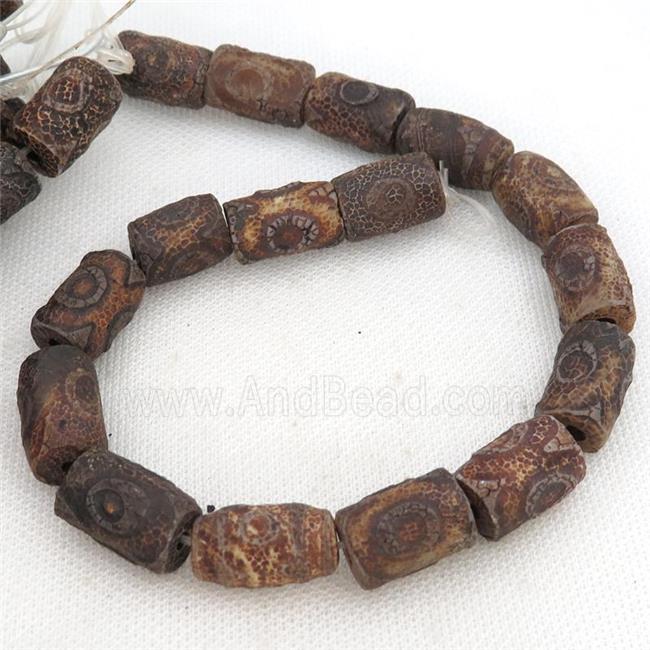 rough Tibetan Agate tube beads, eye
