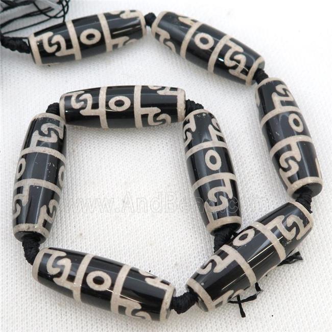 black white Tibetan Agate rice beads