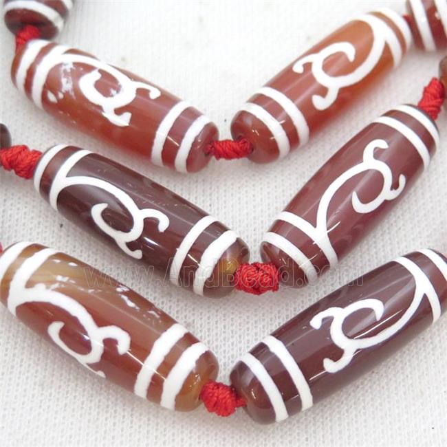 red Tibetan Agate rice beads