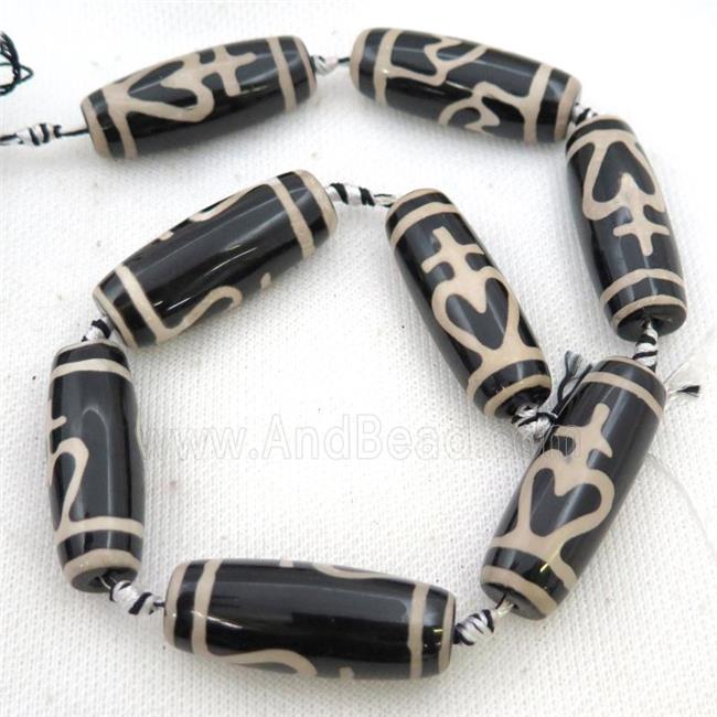 black Tibetan Agate rice beads