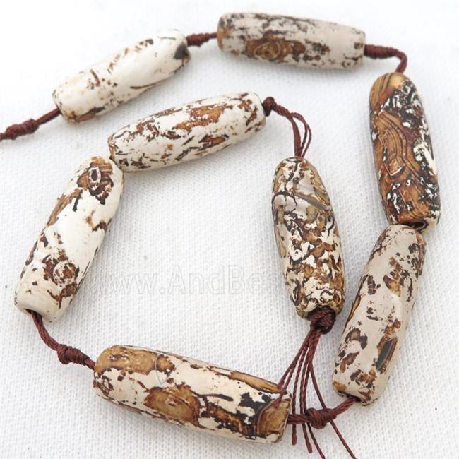 petrified wood agate beads, rice