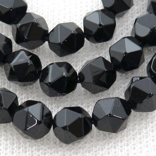 Black Onyx Agate Beads, Faceted Round