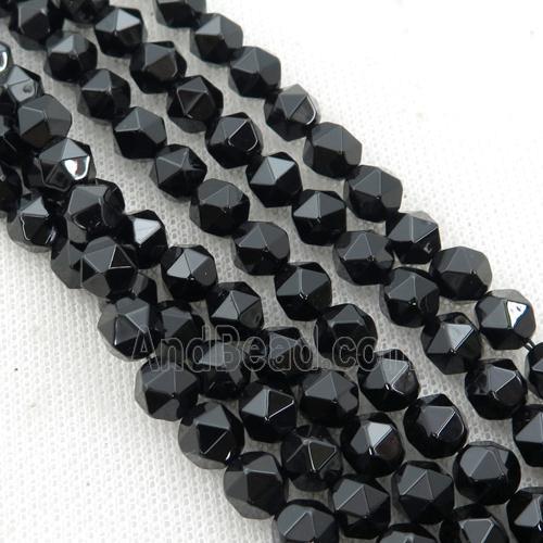 Black Onyx Agate Beads, Faceted Round