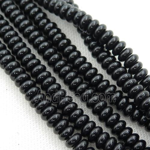Black Onyx Agate Rondelle Beads