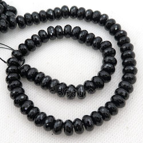 Black Onyx Agate Beads, Faceted Rondelle
