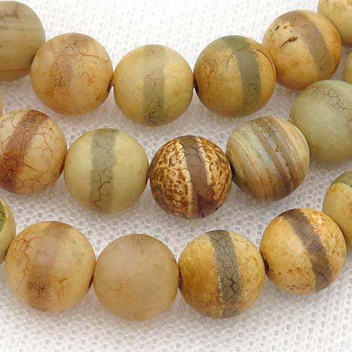 yellow Tibetan Style Agate Beads, Round