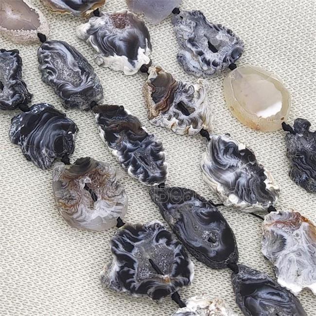 Agate Geode Druzy slice beads, top-drilled