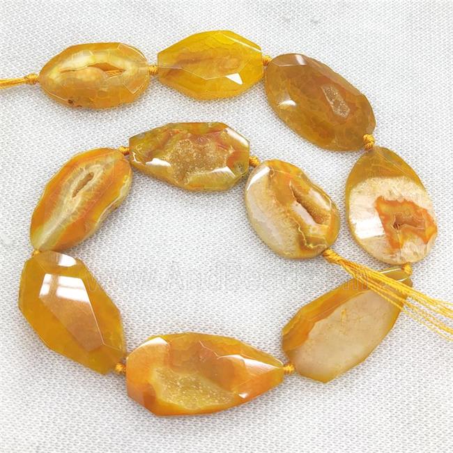yellow Agate Geode Druzy Beads, freeform