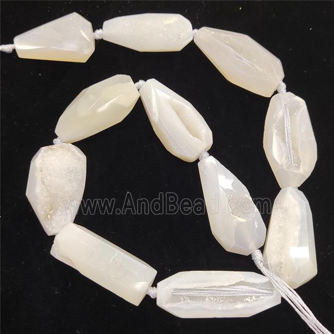 white Agate Geode Druzy Beads, freeform