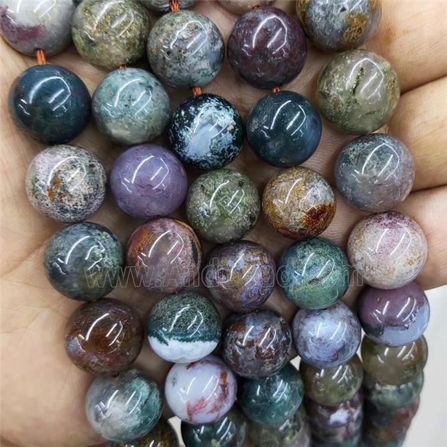 Natural Ocean Agate Beads Multicolor Smooth Round