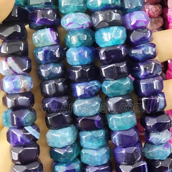 Natural Agate Beads Faceted Rondelle Multicolor Dye