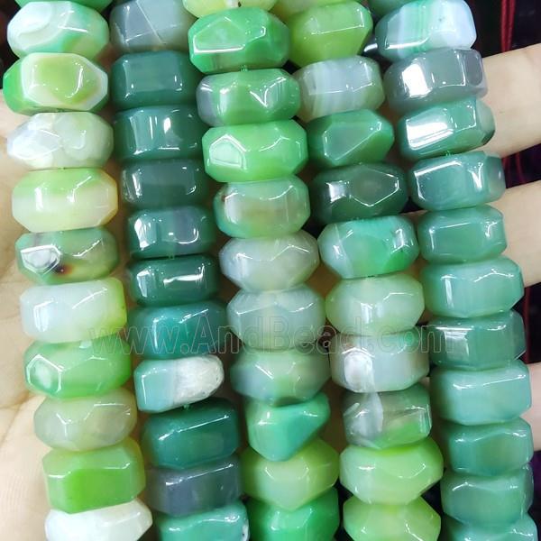 Green Agate Beads Faceted Rondelle Dye