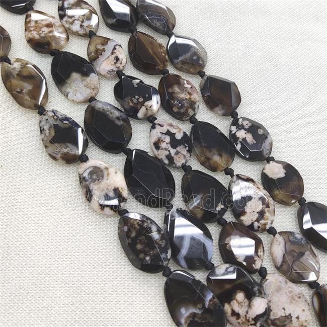 black Cherry Agate slice beads, faceted