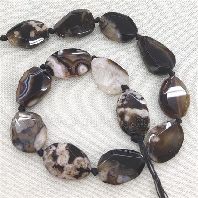 black Cherry Agate slice beads, faceted