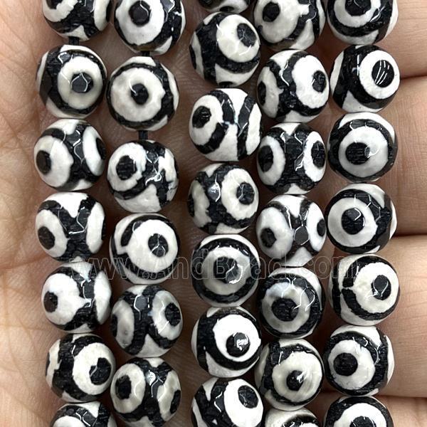 tibetan Agate beads, eye, faceted round