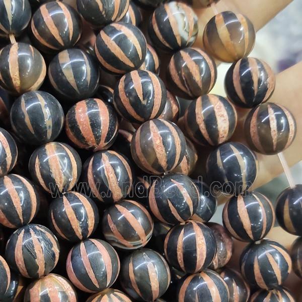 Tibetan Agate Beads pumpkin Smooth Round