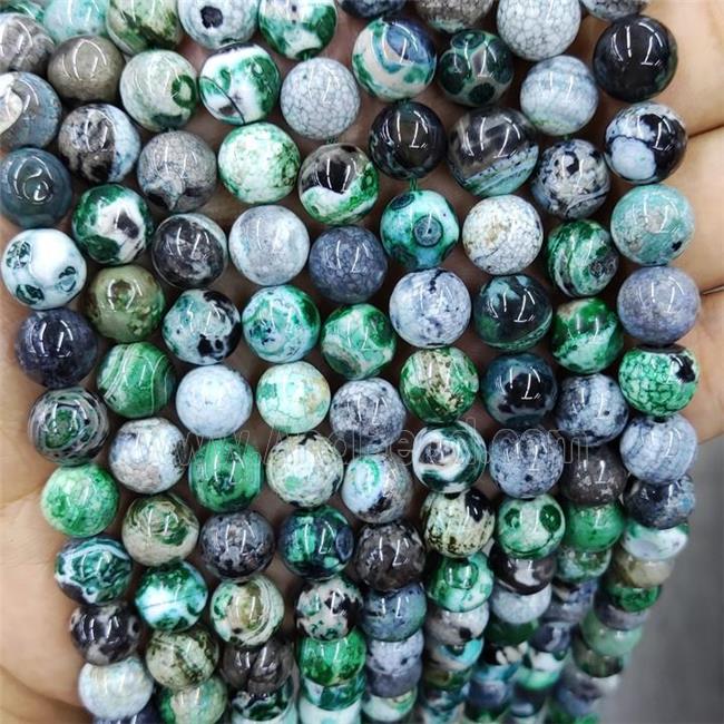 Green Fire Agate Beads Round