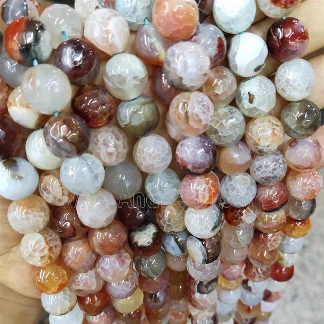 Fire Agate Beads Faceted Round B-Grade