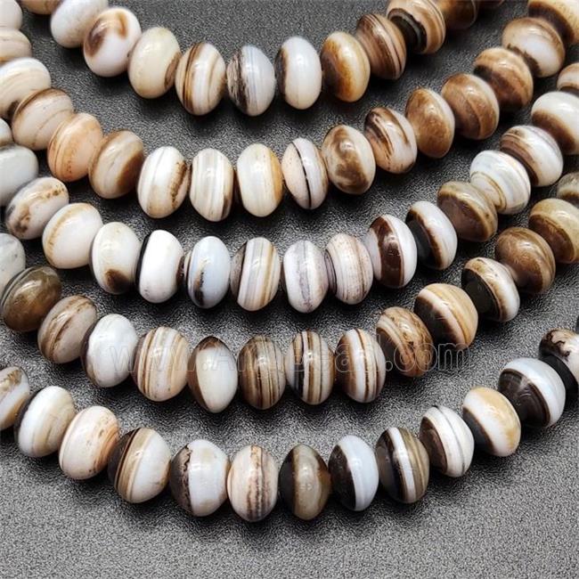 Coffee Striped Agate Beads Smooth Rondelle Natural Color