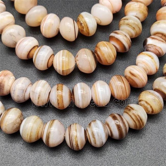 Brown Striped Agate Beads Smooth Rondelle Natural Color