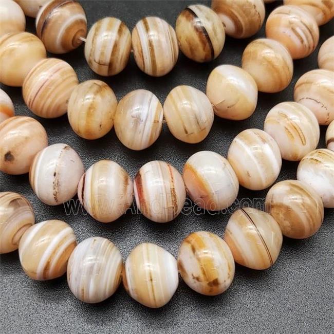 Brown Striped Agate Beads Smooth Rondelle Natural Color