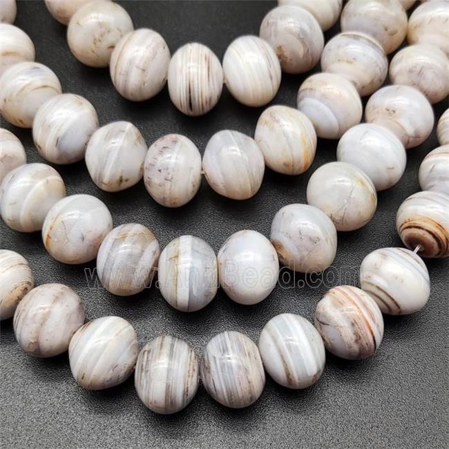 White Striped Agate Beads Smooth Rondelle Natural Color