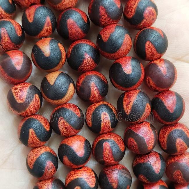 Red Fire Tibetan Agate Round Beads Red