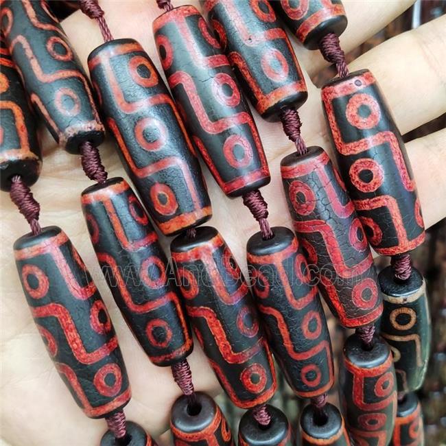 Red Black Fire Tibetan Agate Rice Beads Evil Eye