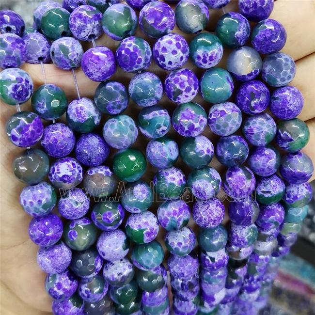 Dye Agate Beads Faceted Round Purple